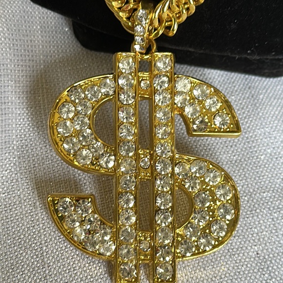 Zara 1st $ Gold + Crystals Link Chain 2nd lock chain 3rd script letters. Hip Hop - Picture 7 of 7